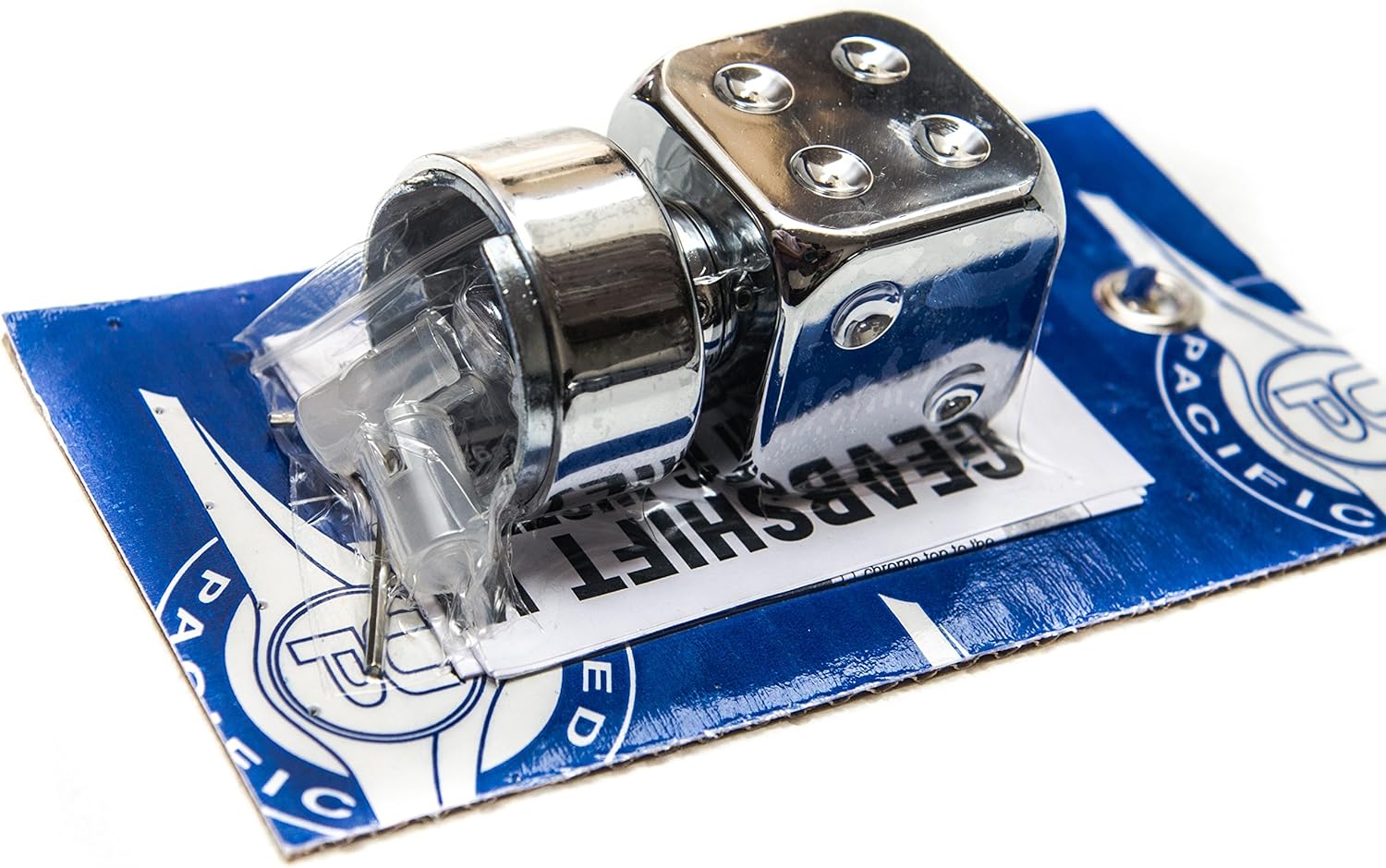 United Pacific 70654 Manual Transmission Shift Knob, Gearshift Knob, Chrome, Dice, 13/15/18 Speed, with Adapter