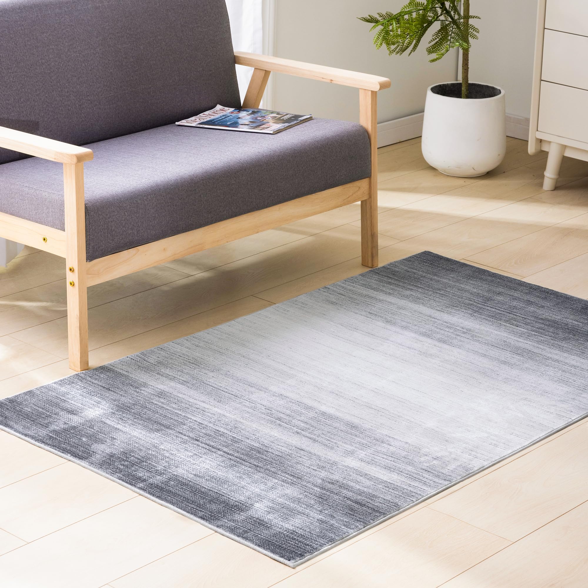 Tapis de chambre d'enfant moderne Carvapet lavable et antidérapant gris