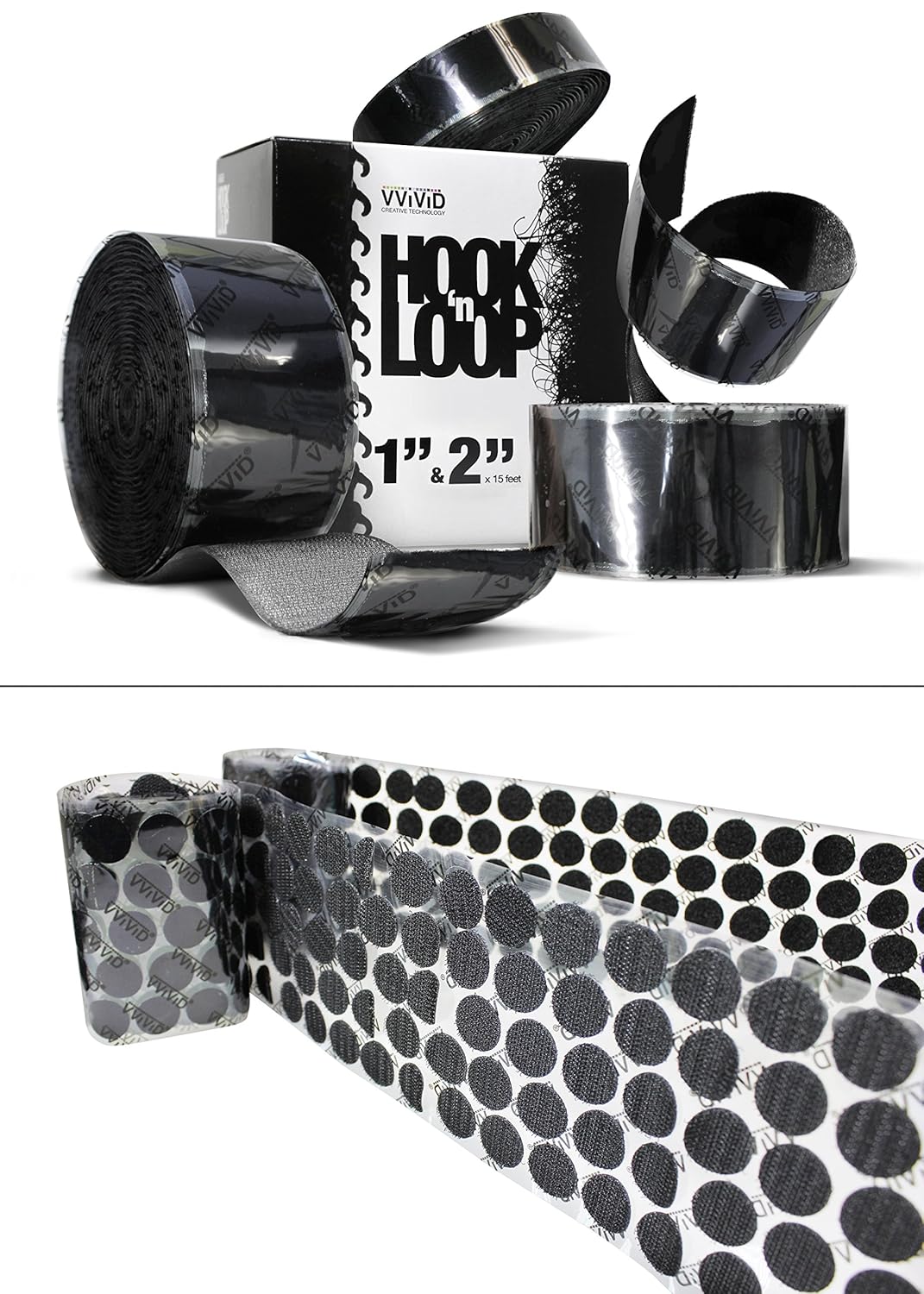 Hook 'n Loop Super Industrial Strength Adhesive Fastening Black Tape 1