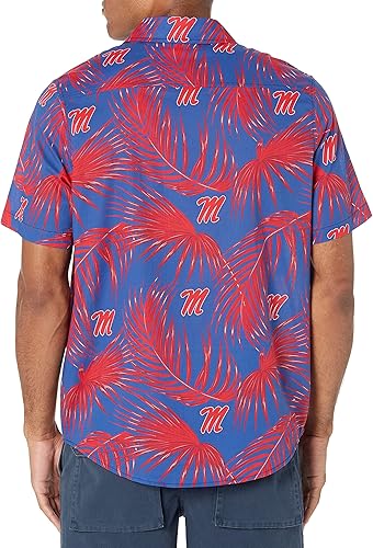 Miniatura 8 de FOCO NCAA Mens NCAA College Team Logo Floral Tropical Hawaiian Button Up Shirt
