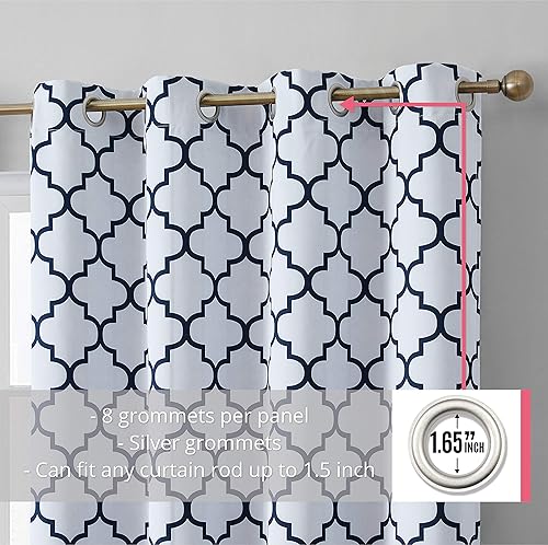 Miniatura 2 de HLC.ME Cortinas decorativas opacas con estampado de celosía, 54 pulgadas de largo, paneles de cortinas de ventana con aislamiento térmico y ojales