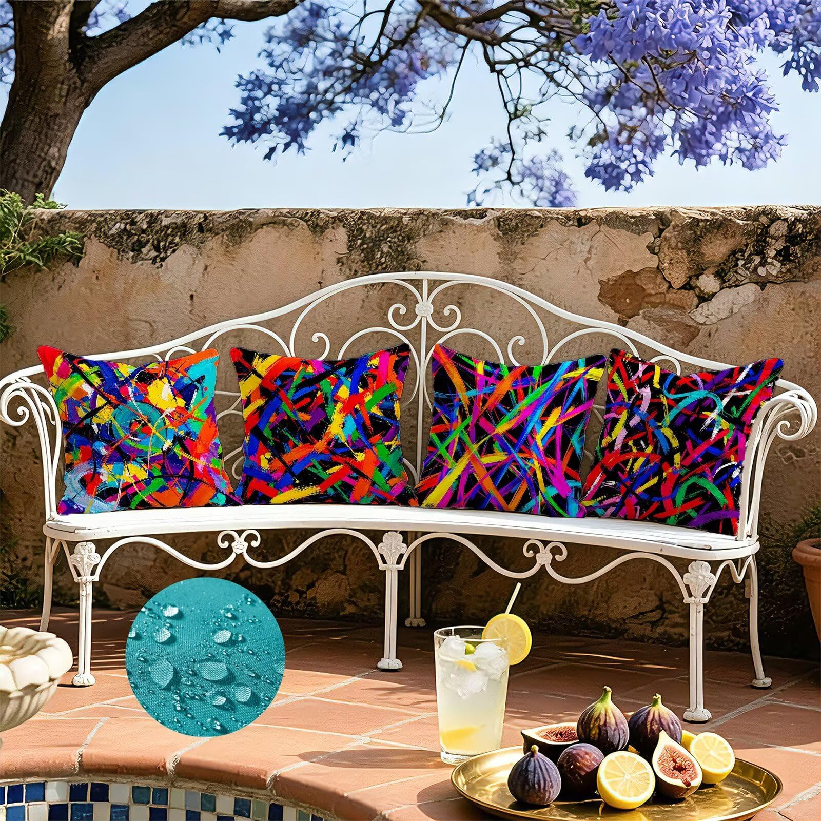 Cojines Exterior Vistoso Funda Almohada 45x45cm Juego de 4, Cod-477