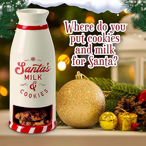 Miniatura 4 de Taza de galletas con bolsillo para galletas para servir a Santa un refrigerio, taza de Papá Noel con leche y galletas con soporte para galletas, una