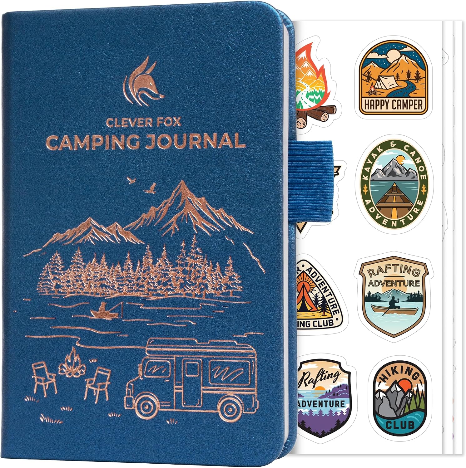 Clever Fox Camping Journal, RV Travel Log Book, 3.7" x 5.6" Mystic Blue