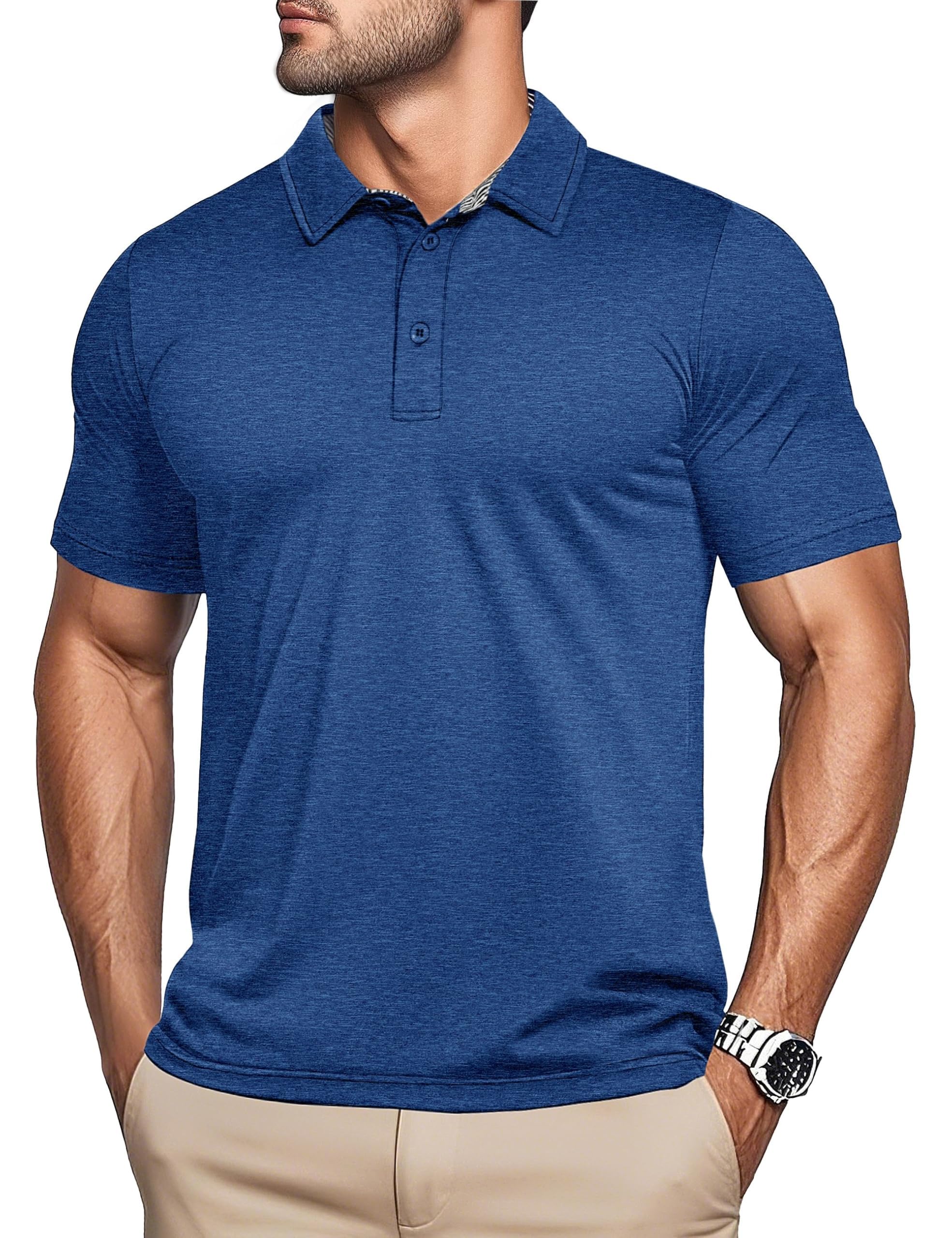 MAGCOMSEN Men's Short Sleeve Polo Golf Shirts 3-Button Moisture Wicking Athletic T-Shirts Casual Collared Shirt