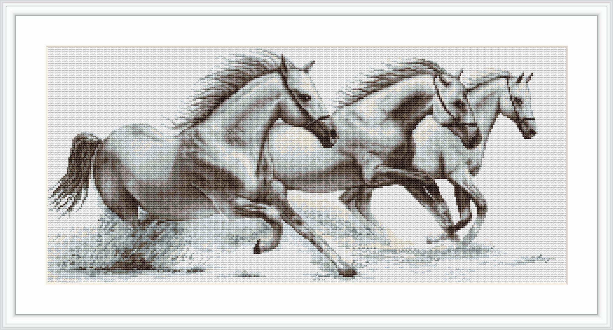 LUCAS White Horses Counted Cross Stitch Kit