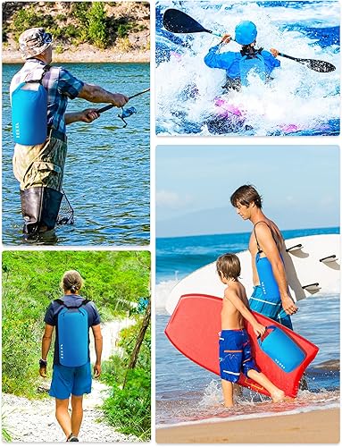 Miniatura 5 de HEETA Bolsa seca impermeable para mujeres y hombres, versión mejorada (azul, 5 litros), con mochila impermeable (negro 40L)