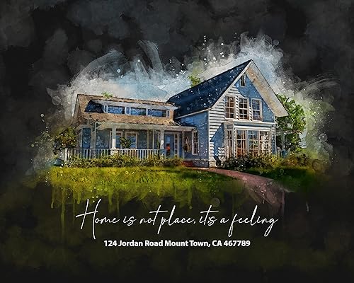 Awesometik Retrato de casa personalizado sobre lienzo, pintura de casa de acuarela, regalo personalizado de inauguración de la casa, regalo para disponible en Yaxa Peru
