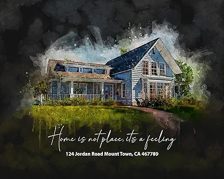 Awesometik Custom House Portrait On Canvas, Watercolor House...