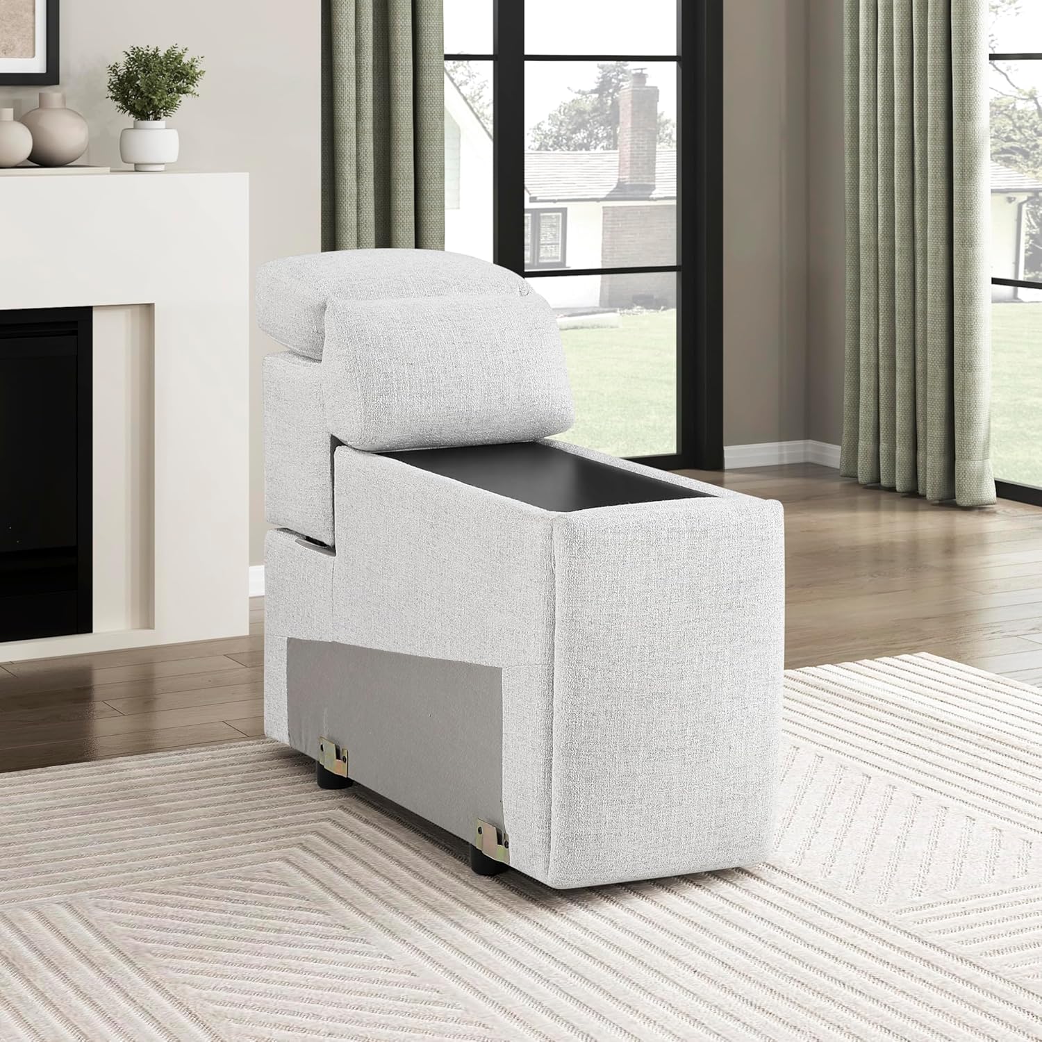 Lexicon Power Reclining Modular Sectional Sofa, Module for Sectional Couch, Console with Cup Holders, Chenille Cloud