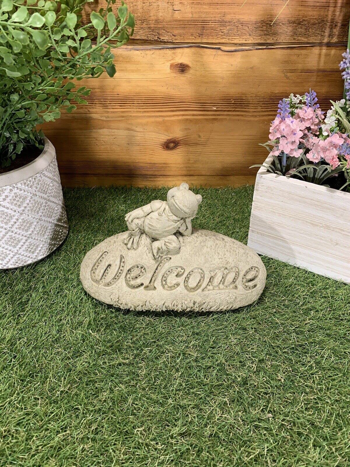J And L Stone Ornaments Stone Garden Welcome Frog Toad On Rock Statue Ornament