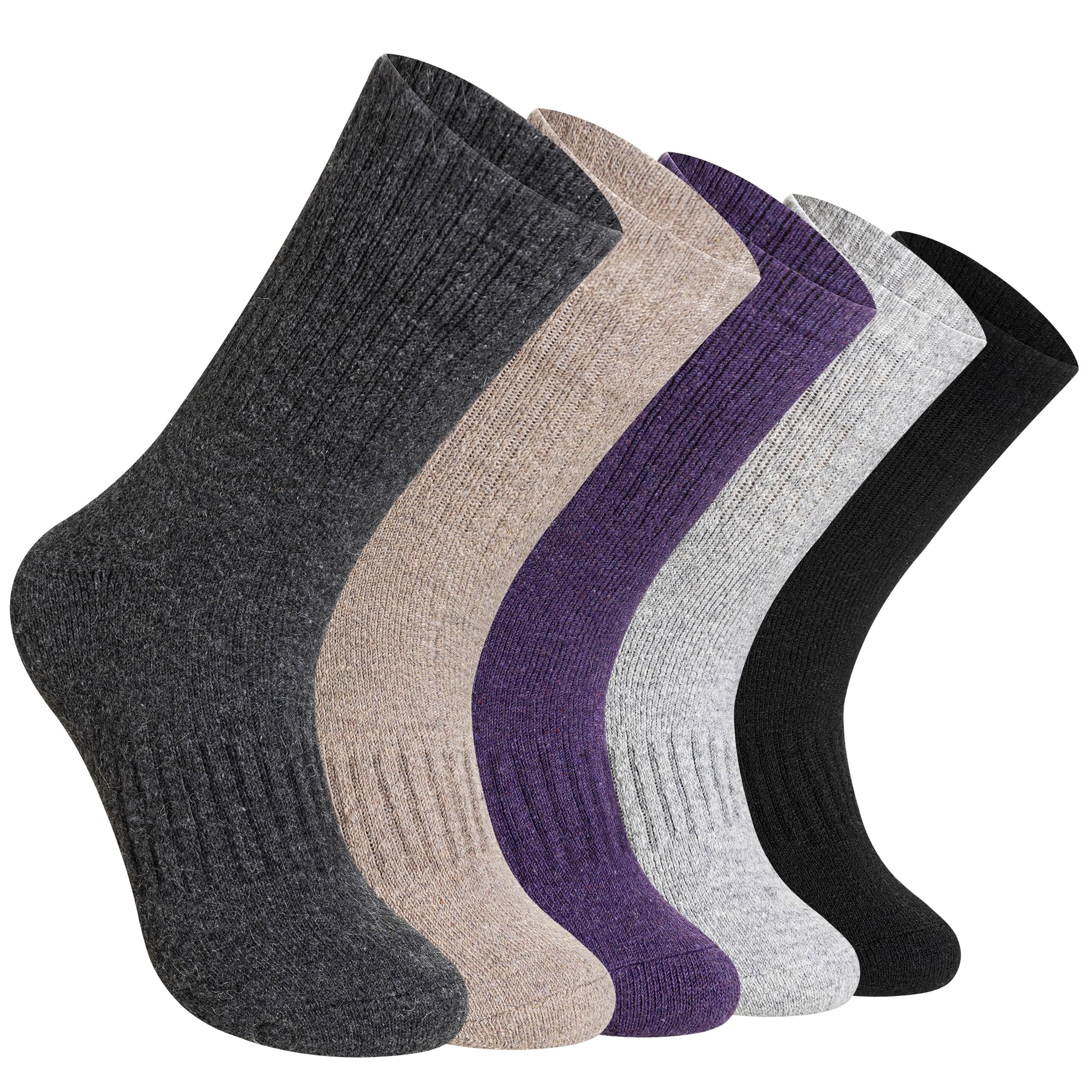 DoSmart Womens Merino Wool Hiking Socks Thermal Warm Walking Boot Winter Crew Cushion Work Socks 5 Pairs