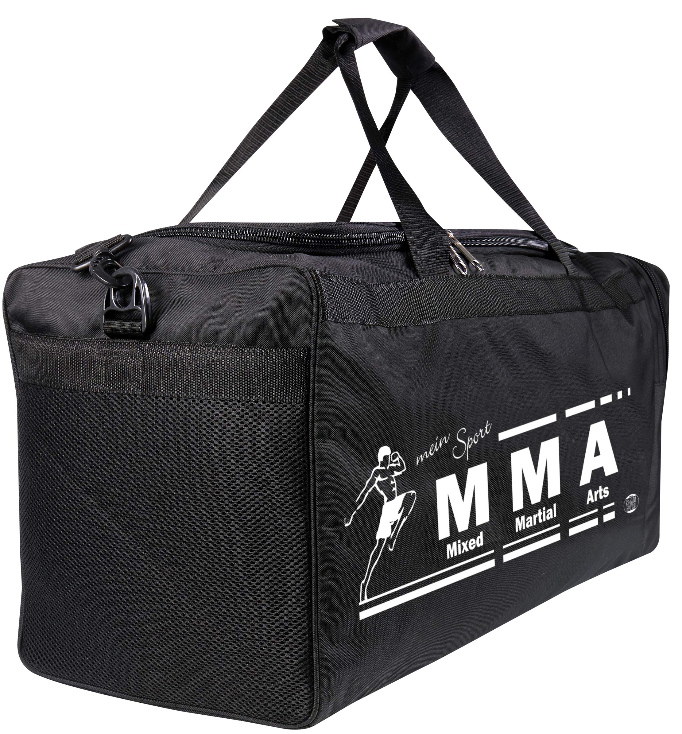 BAY XL Sporttasche Mein Sport Mixed Martial Arts MMA Fight Fighting Muaythai Mix Art UFC, Tasche, Trainingstasche, Thaiboxtasche Bag, schwarz, 70 x 32 x 30 cm Thailand Käfigkampf Käfigfight Motiv