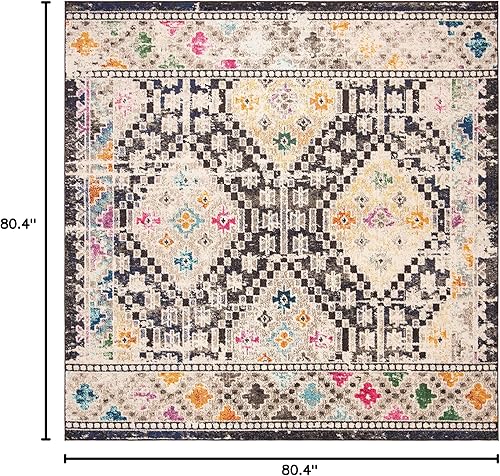 Vista 117 de Safavieh Madison Collection MAD418F - Alfombra de área con diamantes, Polipropileno, Azul Oscuro/Amarillo