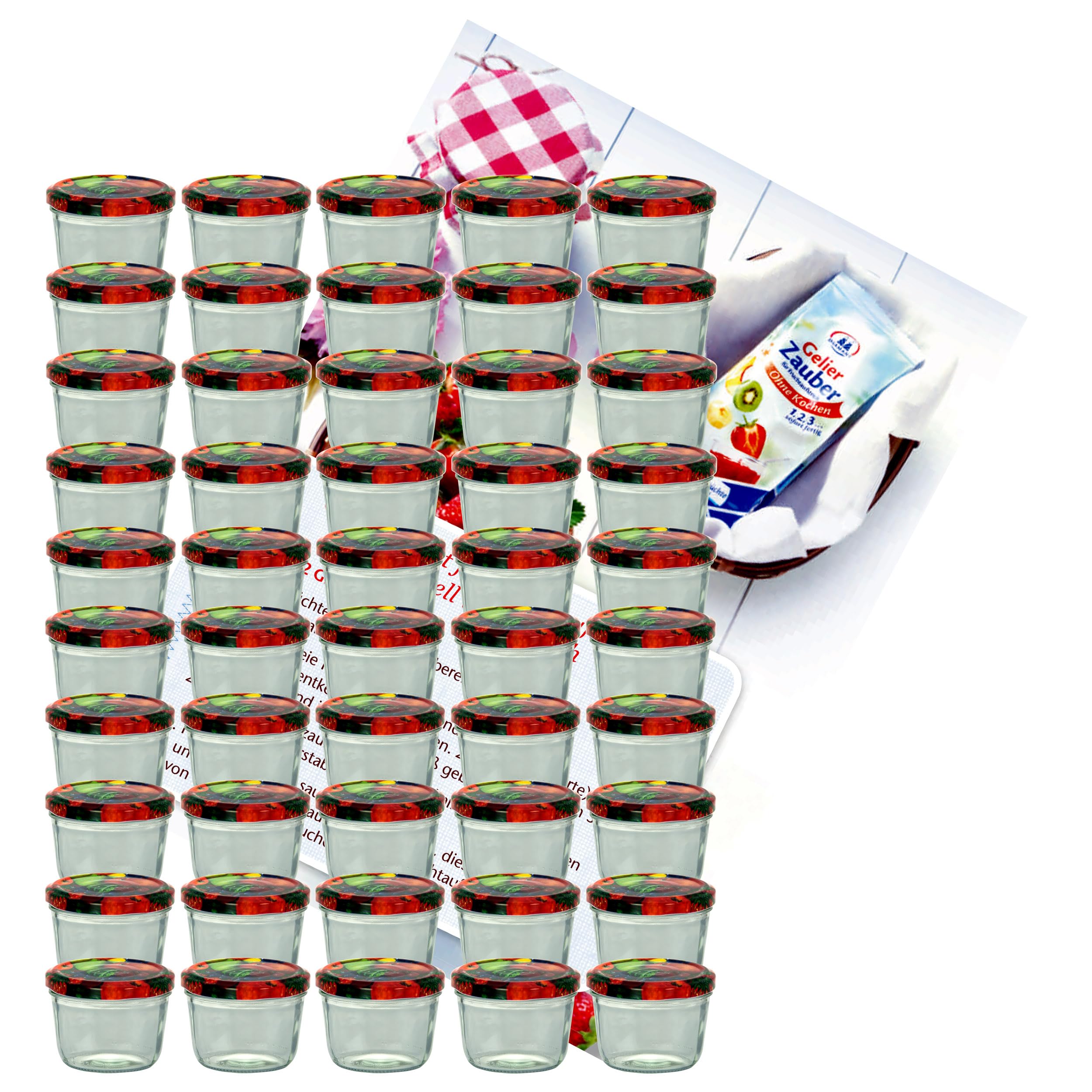 MamboCat Lot de 50 bocaux en verre de 230 ml - Avec couvercles à visser et livret de recettes (français non garanti) - Passe au four