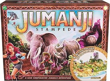 Spin Master Games, Jumanji Stampede, 3D Adventure Cooperative Board Game, for Fans of The Jumanji Movies, Face Off Against Jungle Emergencies, 2-4 Players, for Ages 8 & Up