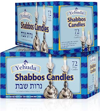 Yehuda 3 Hour Shabbos Candles, 72 Count 2 Pack - Total 144 Traditional Shabbat Dinner Table Household Candles