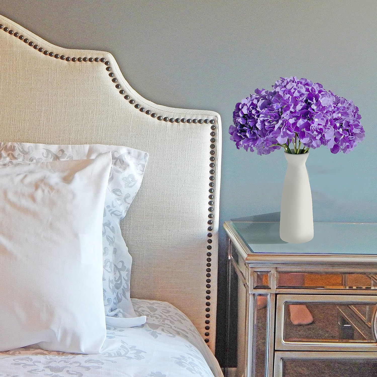 Mandy's 10 Stems Purple Silk Hydrangea Flowers – Artificial Centerpiece for Easter Wedding & Home Decor - Image 4