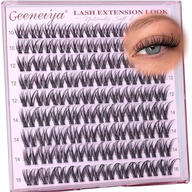 Geeneiya Cílios Postiços em Tufos Wispy C Curl de 10 a 16 mm