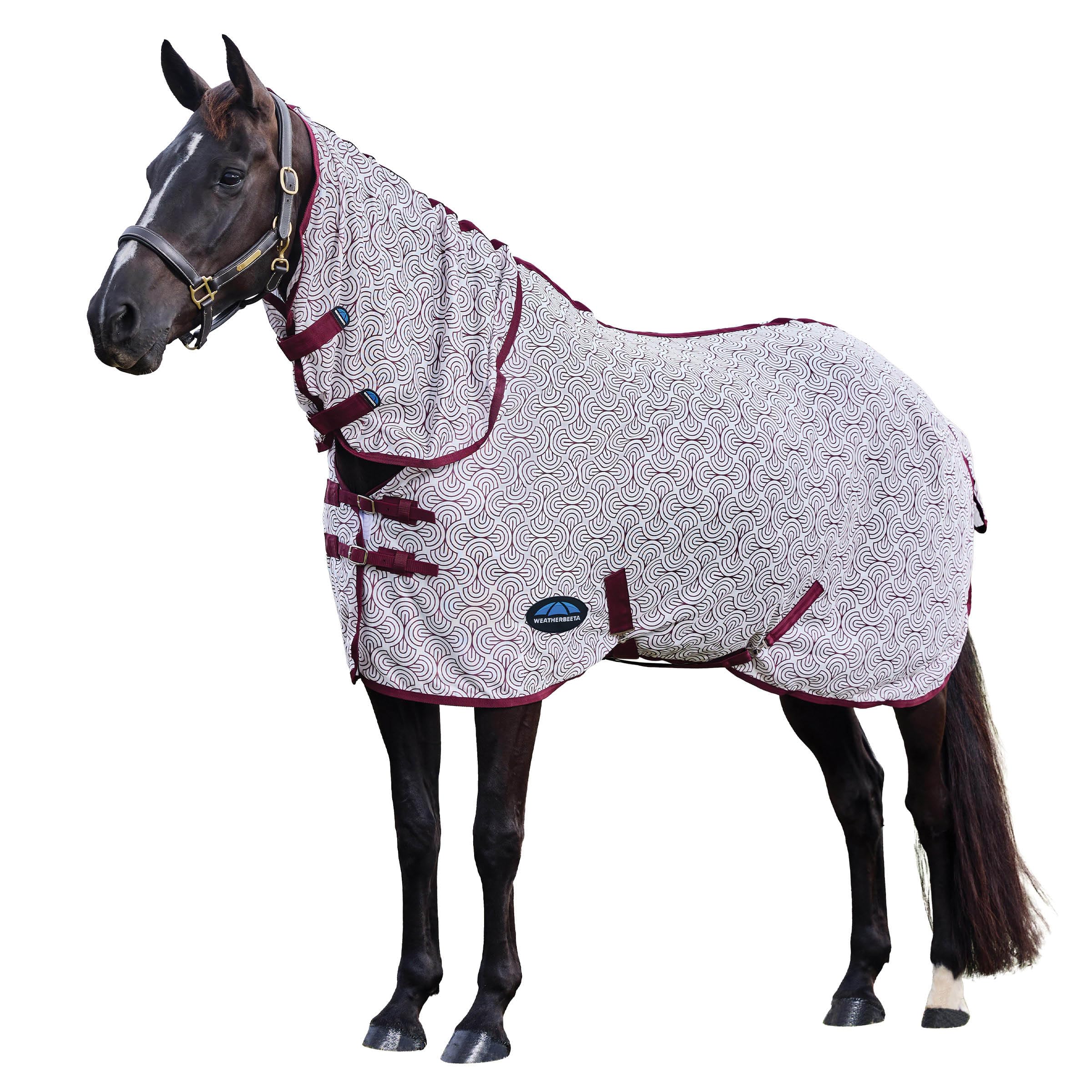 WeatherBeeta ComFiTec Limited Edition Fly Sheet Combo, White/Burgundy Bit Print, 5'6