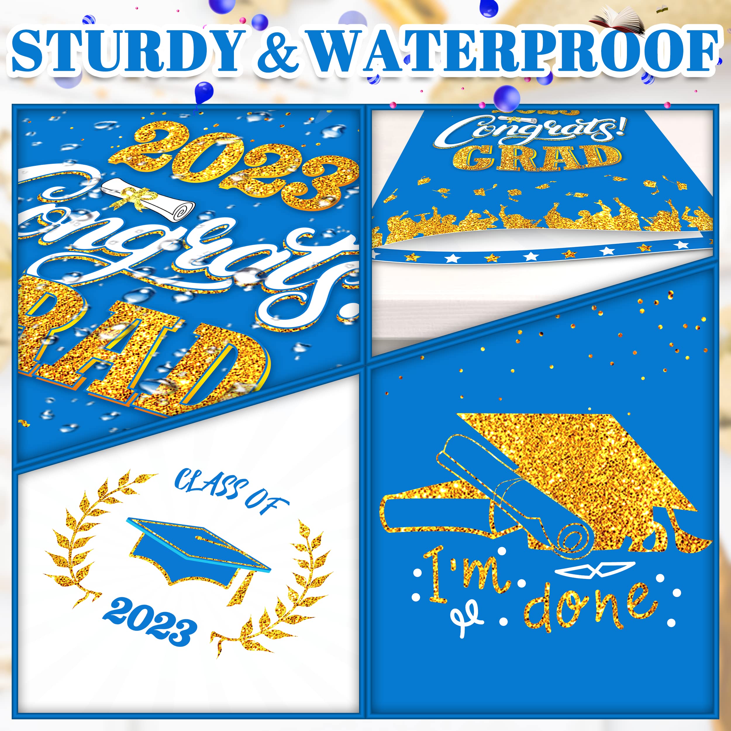 algpty Graduation Decorations Blue and Gold Class of 2023, 2 Pack Giant Guest Book Alternative Jumbo Signature Board Sign Poster Greeting Cards, Graduation Party Supplies Blue and Gold Graduation Gift