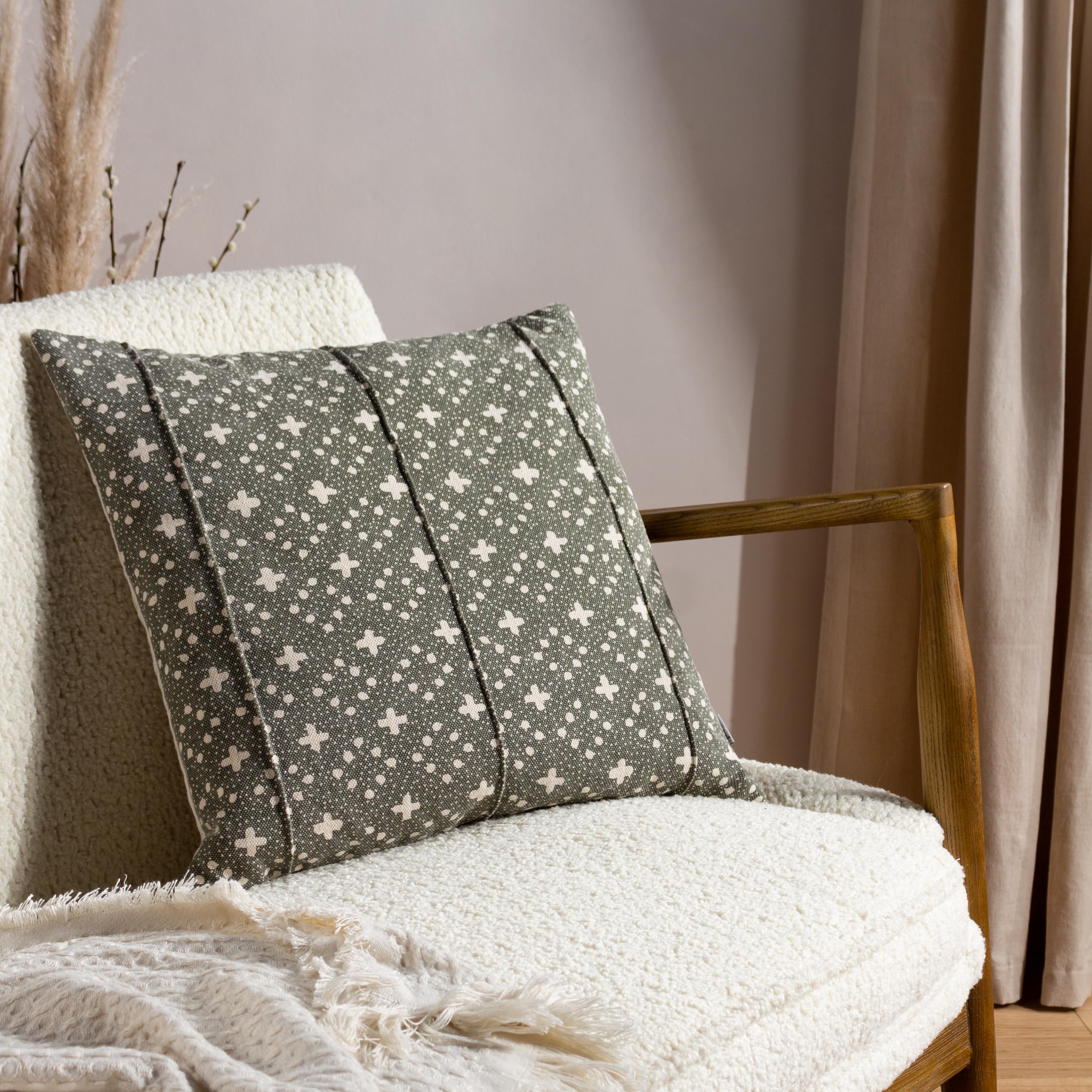 Yard Helm Organic Look Cotton Feather Filled Cushion - Twin Pack