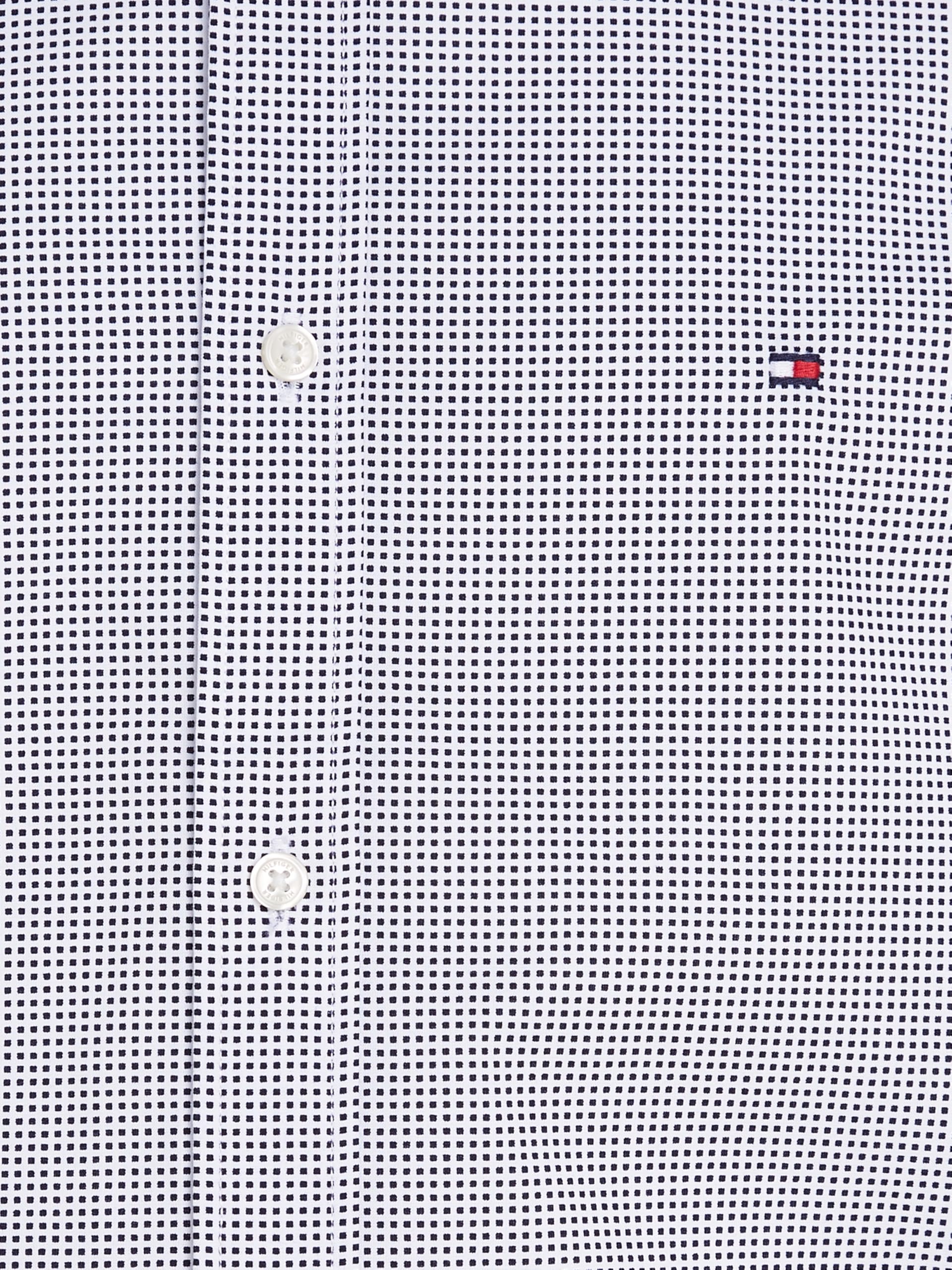 Tommy Hilfiger Męska koszula SF z mikronadrukiem MW0MW34571, L/S, biała, XXXL, Biały (optyczny biały/pustynne niebo), 3XL