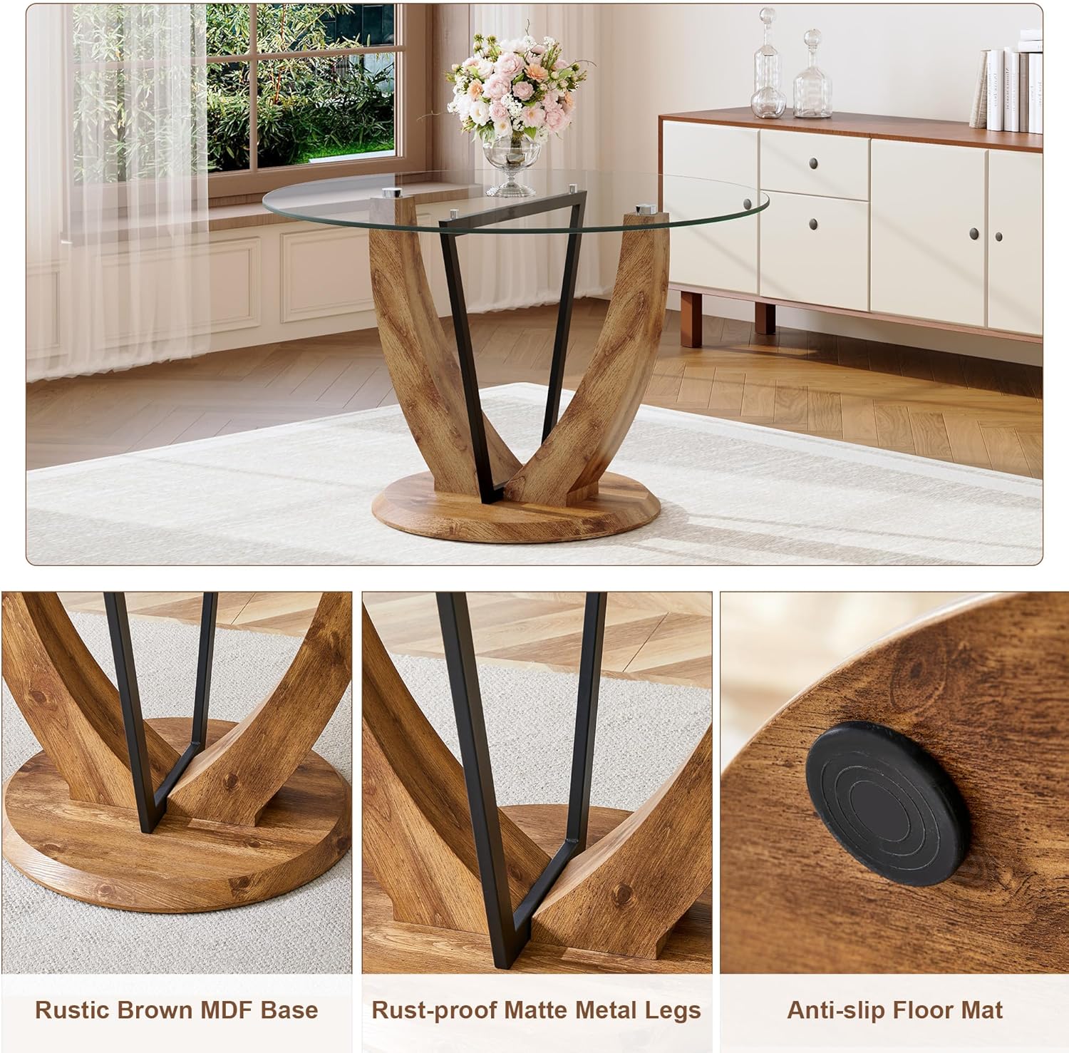 Round Dining Table Set for 4, 48 Inches Kitchen Martinique Ubuy