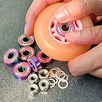 Vista 7 de Rodamientos para patineta de 0.315 in, paquete de 8 con arandelas y tuercas de seguridad, patinetas largas, cruceros, patinetes de surf, patinetes