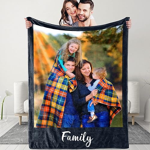 Miniatura 10 de DIYKST Mantas personalizadas con fotos y texto, manta personalizada de collage de 2 fotos, manta personalizada con imágenes para recuerdos