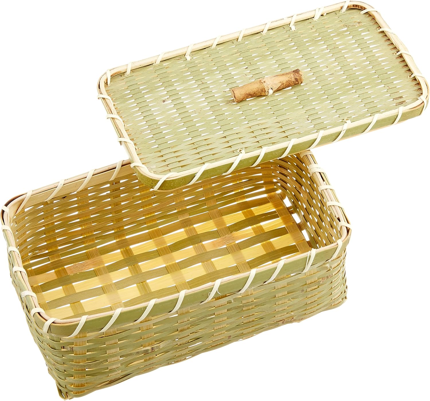 山下工芸(Yamashita kogei) Yamasita Craft 32155000 Blue Bamboo Square Long Bento Box, Small