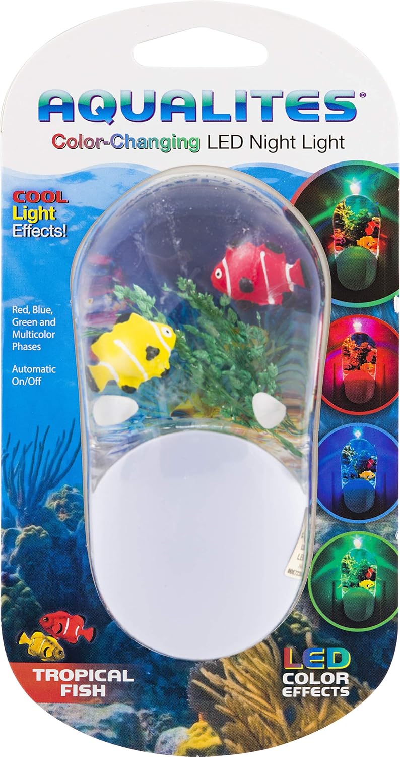 Jasco Tropical Aqualites LED Night, Plug-in, Color Changing, Light Sensing, Auto On/Off, Energy Efficient, Features Soothing Oceanic Image of Coral Reef and Clown Fish, 10908 - Ocean Night Light - 