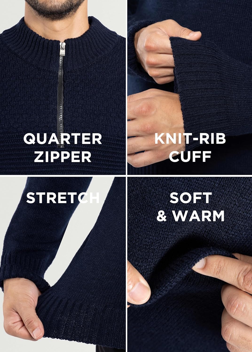 X RAY Mens Quarter Zip Pullover Sweater, Slim Fit Knit Long Sleeve Polo Quarter Zip Pullover Golf Sweatshirt for Men - Image 5