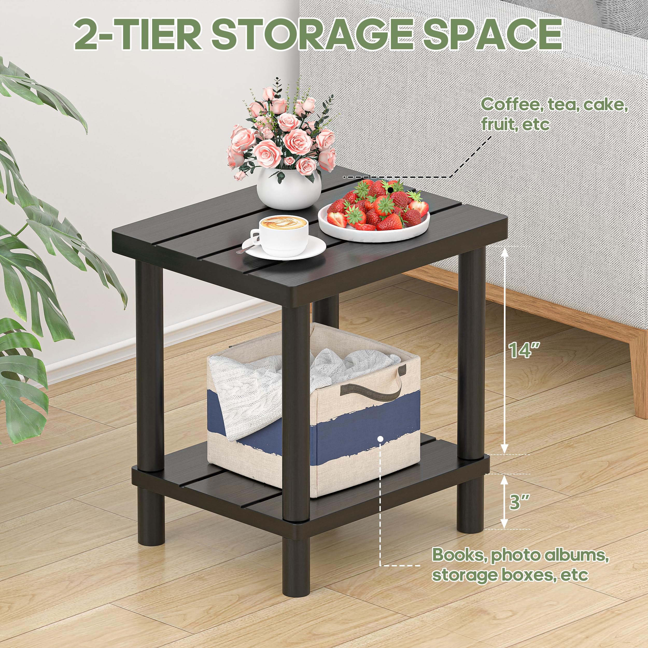 Best Outdoor Side Tables of 2026: Vetted Picks 2 LEJANEOYE Outdoor Side Table, 2-Tier Small Outdoor Table for Patio, Adirondack S - product photo