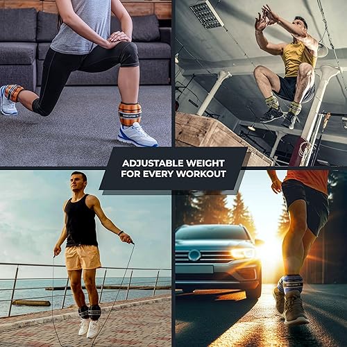 Miniatura 3 de Nordic Lifting - Correa ajustable para el tobillo  1 par de puños con peso de 1 a 5 libras para caminar, fitness y entrenamiento