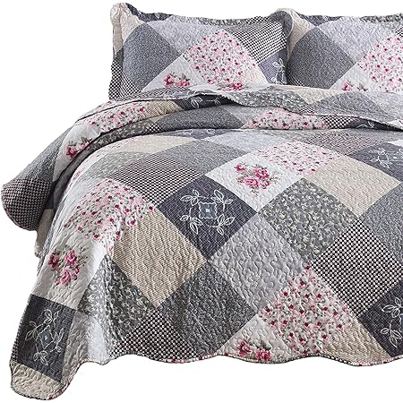Geel Groen Rhomb Plaid Quilt Set 3 st Queen Size Omkeerbare Coverlet Sprei Set Zachte Microfiber Lichtgewicht Zomer Quilt Beddengoed Set Bed Cover voor het hele seizoen 88 x 88