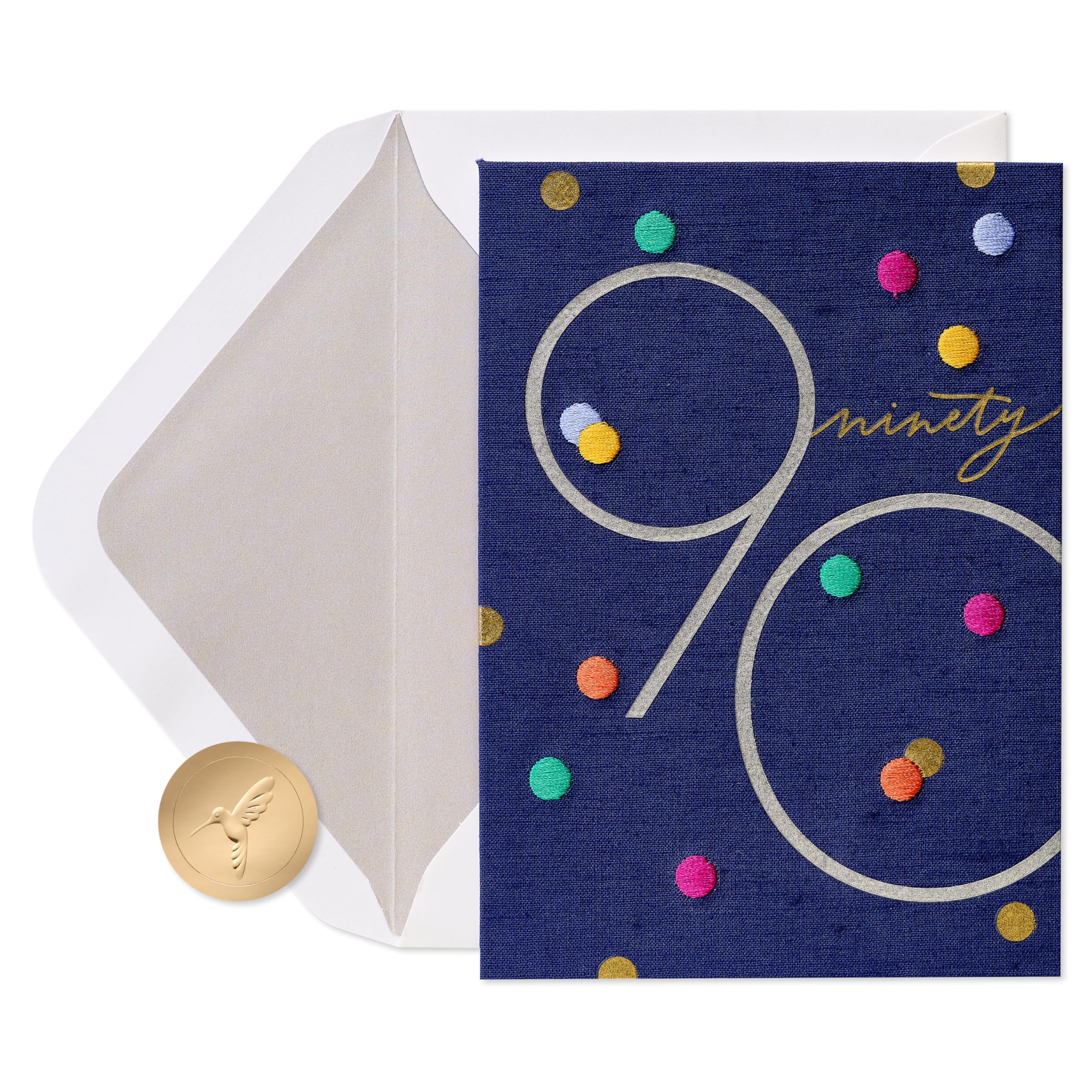 Tarjeta de 90 cumpleaños premium con bordado decorativo ideal para regalar 7