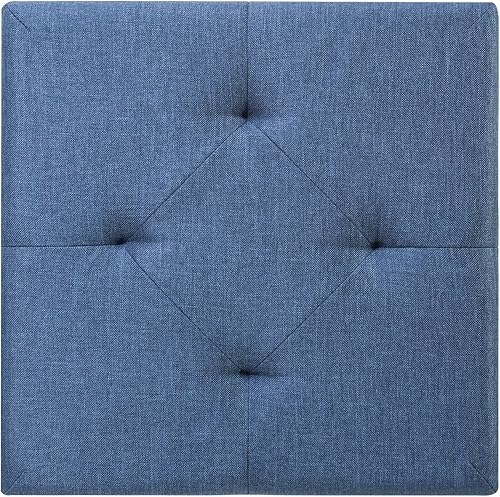 Miniatura 7 de Mellow Stockbox otomana con cajón de almacenamiento, banco plegable de cubo de 15 pulgadas, taburete, azul