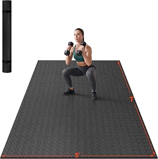 VTORY Extra Large Exercise Mat - 6'x4'/7'x5'/8'x5'/9'x5'/10'x5'x8mm | Workout Mats for Home Gym, Non-Slip High-Density, Quiet Shock Absorbent, Shoe Friendly Mat for Cardio, Yoga, MMA, Weights