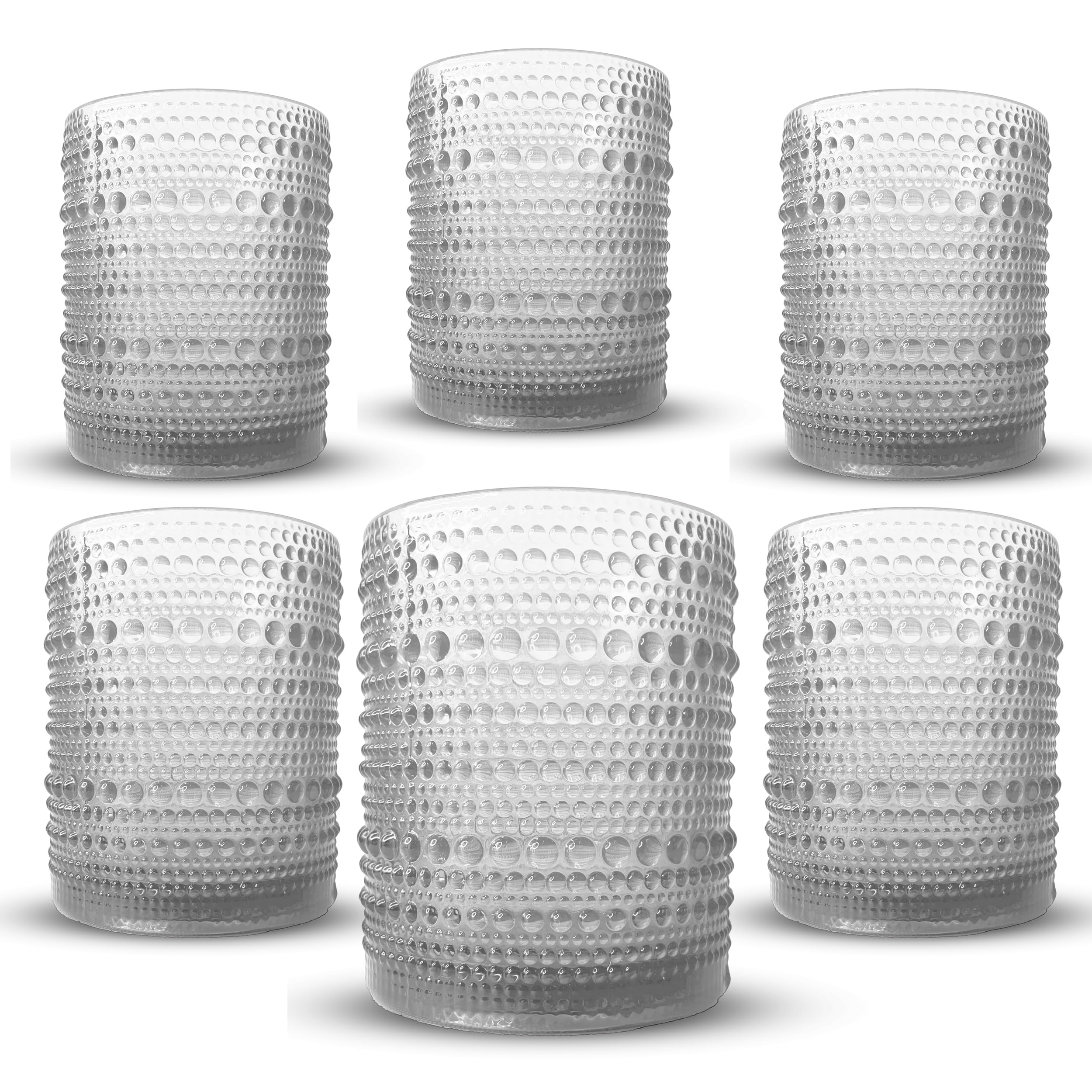Greenline Goods Hobnail Glasses Set of 6 – 12 oz Vintage Lowball Drinking Glasses with Unique Design, Elegant Clear Bubble Drinking Glasses for Modern & Vintage Setting, Durable Hobnail Glassware
