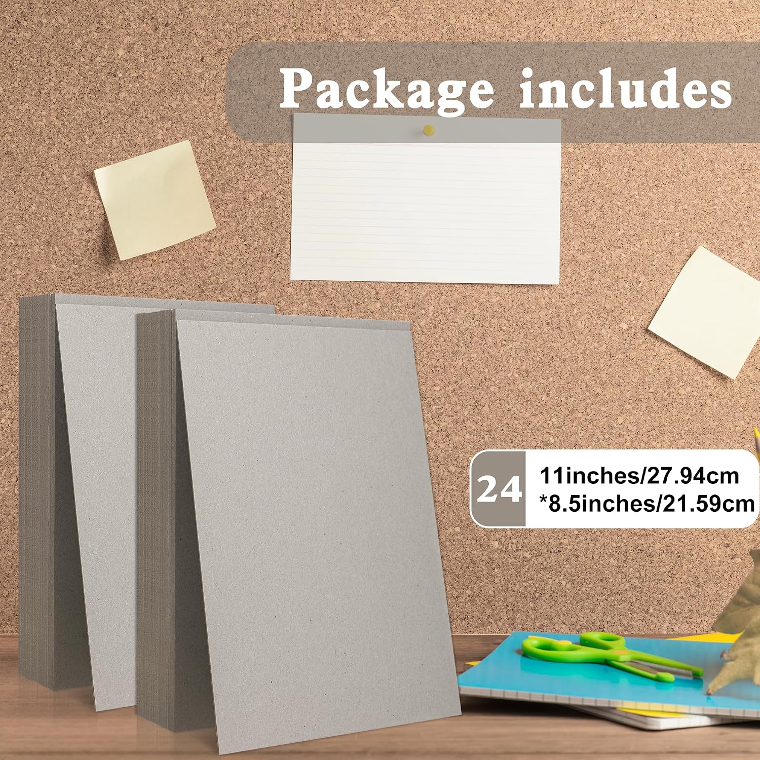 24 Pcs Book Board, 80PT 0.086" Thick Binders Board Chipboard Gray Heavy Duty Cardboard Sheets for Book Binding Cover, Picture Frame Backing, DIY Crafts (8.5×11 Inch)