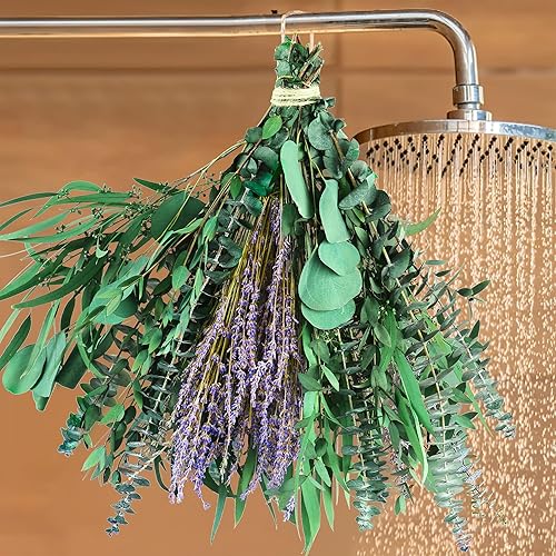 5 tipos de flores de eucalipto y lavanda para ducha, hojas de plantas reales de 17 pulgadas, decoración del hogar, decoración del hogar, plantas de