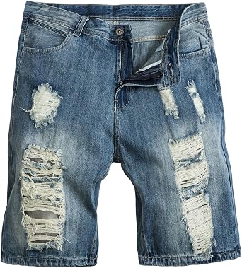 QZH.DUAO Men's Ripped Denim Shorts 