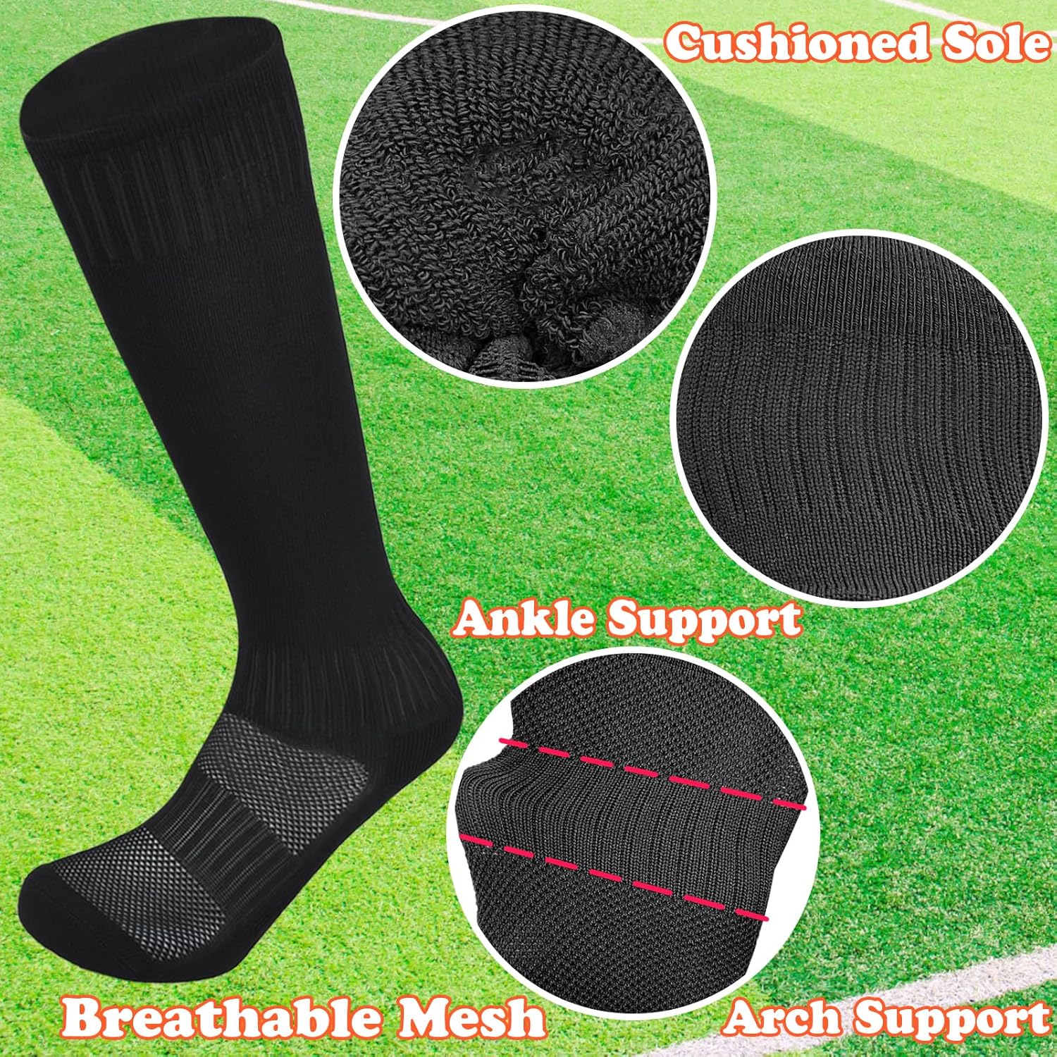 Mini Angel Kids Soccer Socks - Youth Football & Baseball Socks for Ages 5-14 - Image 6