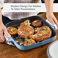 Vista 6 de KitchenAid Parrilla cuadrada de hierro fundido esmaltado y bandeja para asar, 11 pulgadas, terciopelo azul