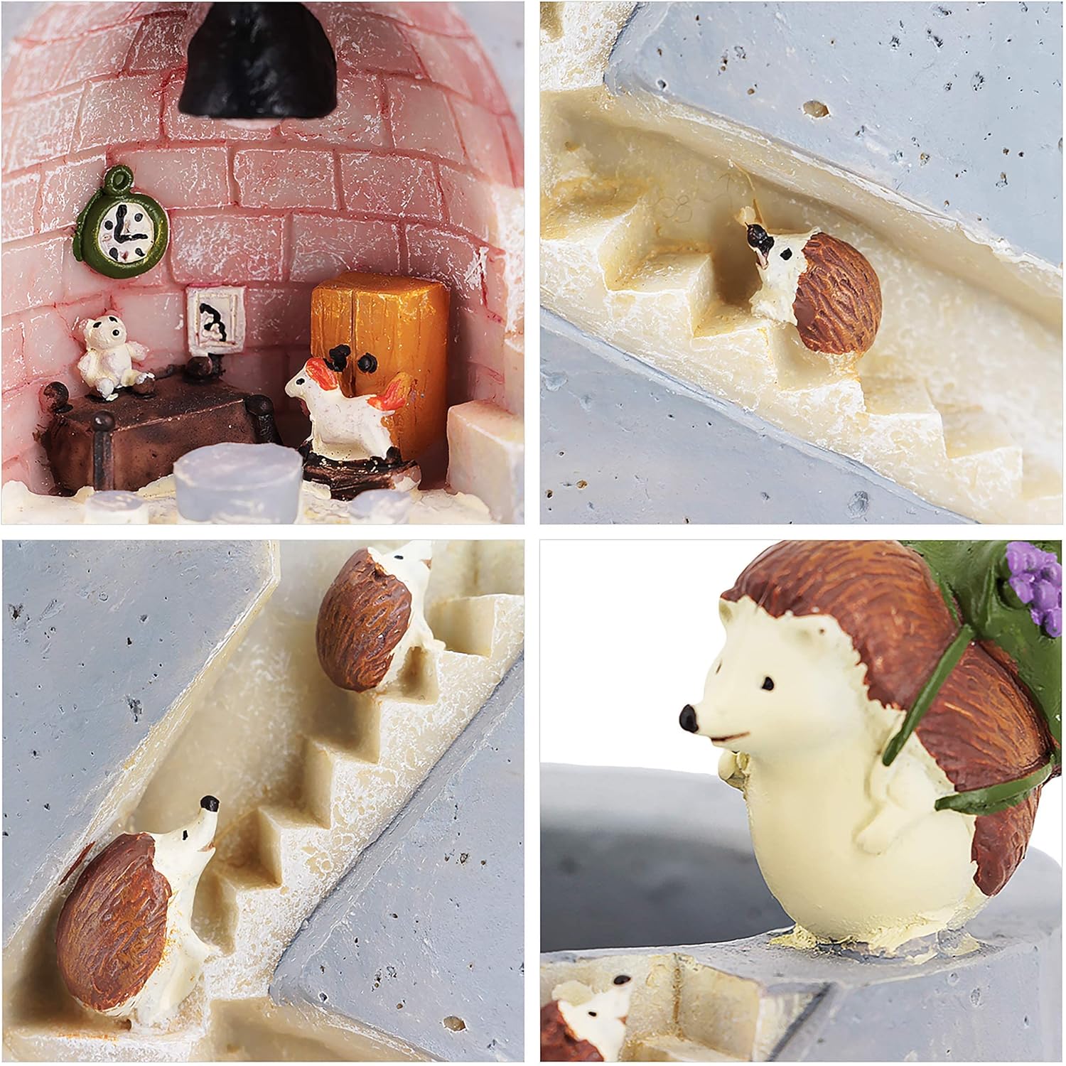 Segreto Creative Hedgehog Plants Flower Pots Brush Pots Ornaments for Succulent Plants Pot Decorated Desk,Garden,Living Room,2pcs