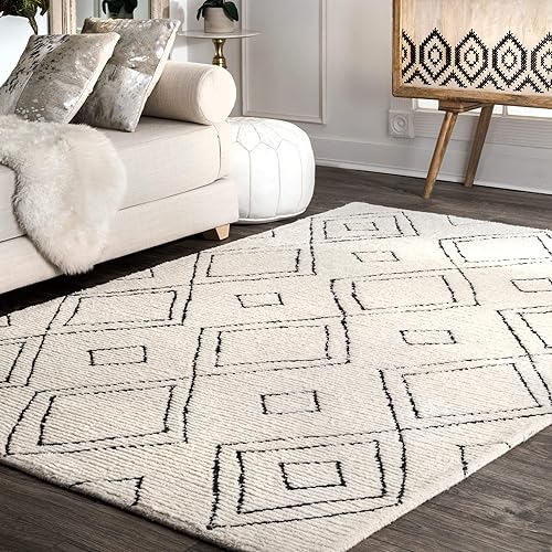 Miniatura 1 de Contemporáneo zona de lana natural de diamantes tela a mano marroquí, Alfombras, 2pies por 3pies (2'x 3')