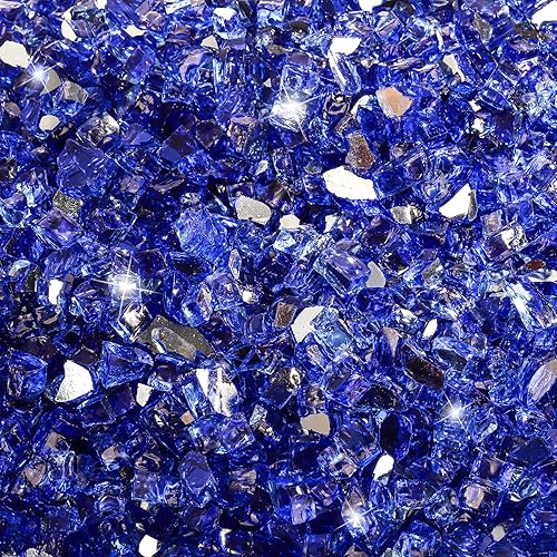 Goaste Vidrio para hoguera de 12 libras, vidrio reflectante de 12 pulgada, rocas decorativas de vidrio templado para hogueras, mesa de fuego,