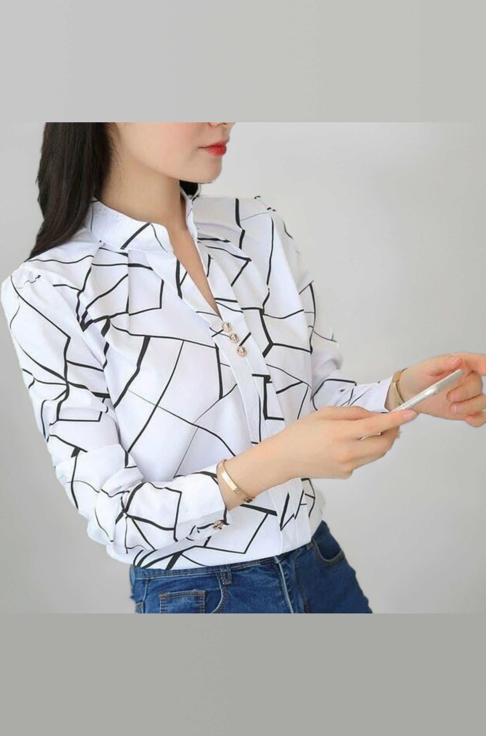 ROYALICA Women Tops Womens Regular Fit Striped White Colour Cotton Blend Casual Shirt