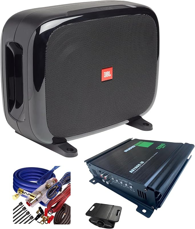 Fusible JBL Subwoofer pasivo compacto dual + Audio360 AD2000.1 Amplificador monobloque con kit de cableado